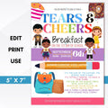 tears and cheers breakfast invitation editable template
